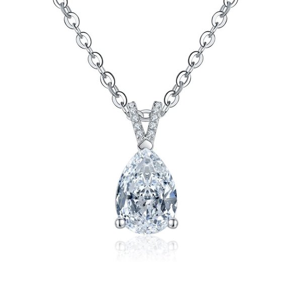Certified 2ct. t.w. Moissanite Diamond Teardrop Necklace - Picture 11 of 14